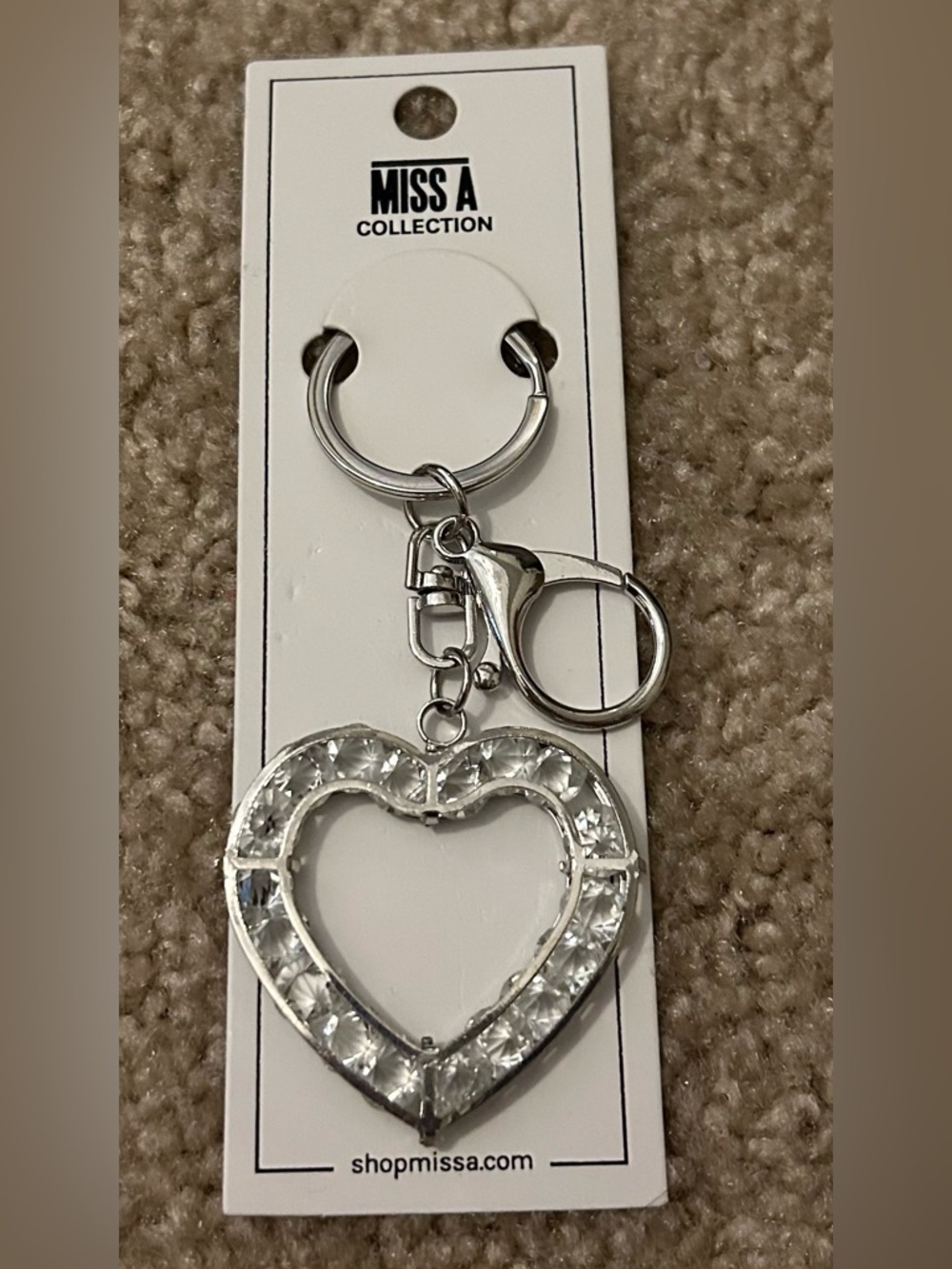 MISHA COLLECTION Silver Heart Crystal Keychain